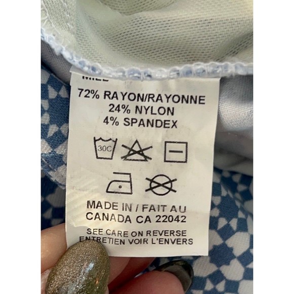 Margaret M Slimming Pant‎ Crop Ankle Size L Blue White Stretch Diamond - Picture 7 of 12